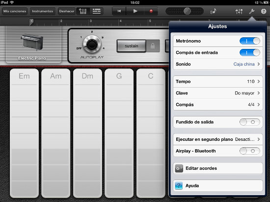 Editar acordes en GarageBand iOS