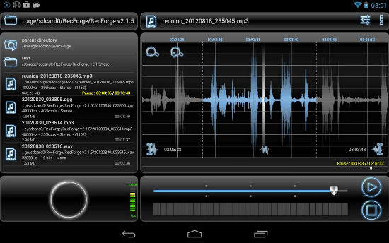 RecForge Pro, grabadora de sonido de alta calidad para Android